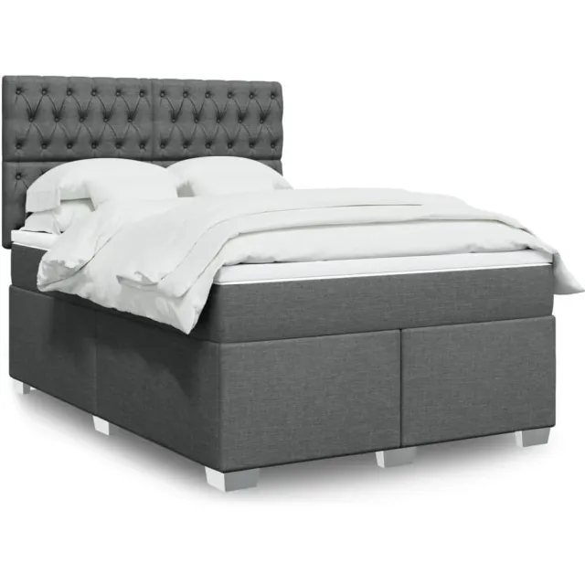 vidaXL Boxspring met matras stof donkergrijs 160x200 cm grijs