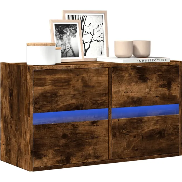 vidaXL Tv-wandmeubel met LED-verlichting 80x31x45 cm gerookt eiken
