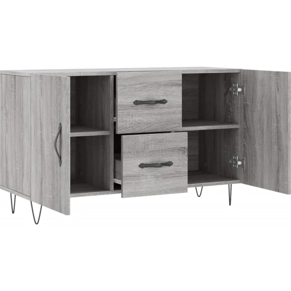vidaXL Dressoir 100x36x60 cm bewerkt hout grijs sonoma eikenkleurig