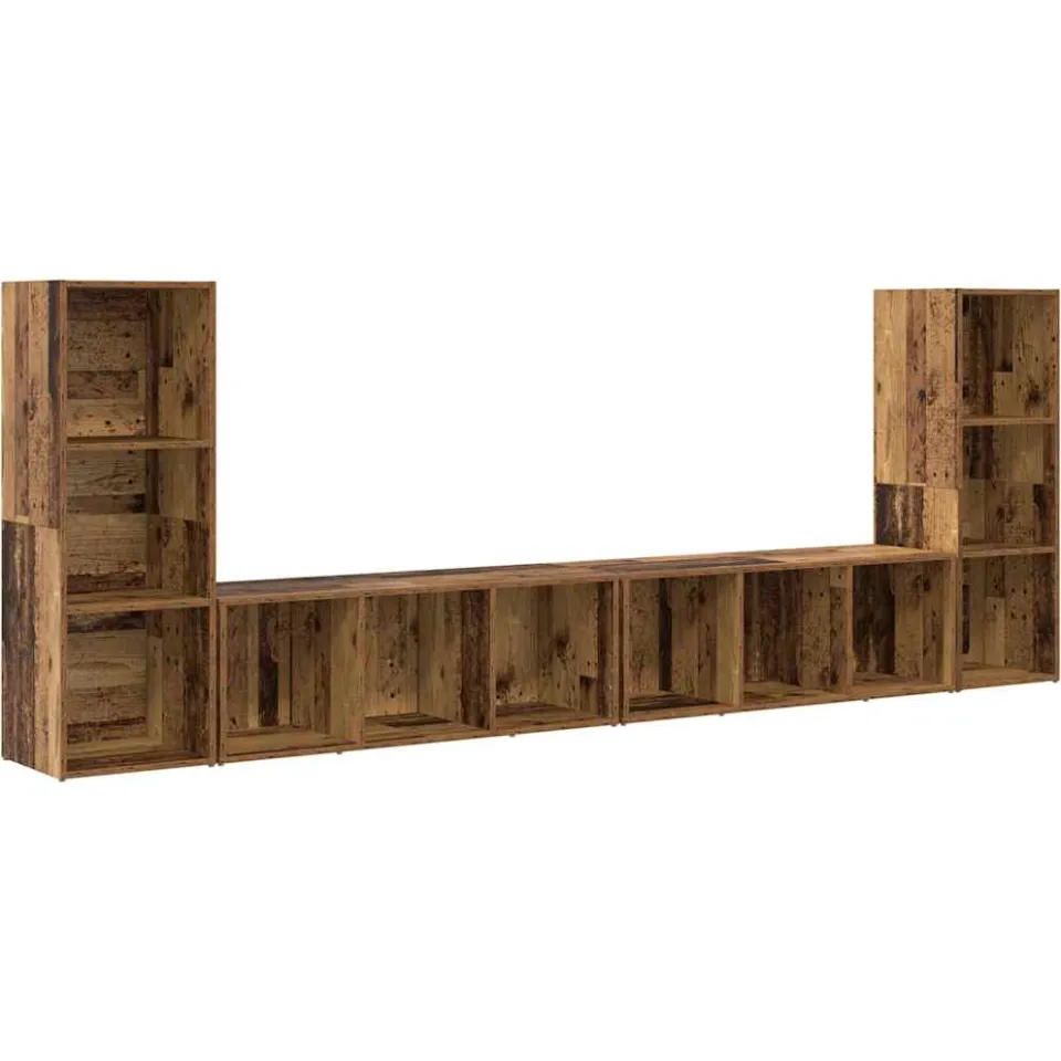 vidaXL Tv-meubelset 4 st 37 x 35 x 107 cm Oud Hout bruin, foto 3