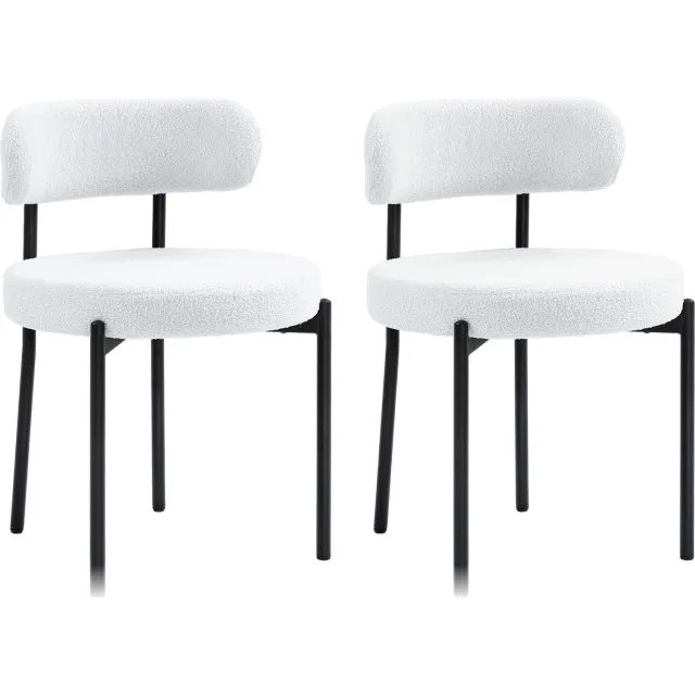 Homcom Dining Chair Polyester, Stahl 51L x 51B x 76H cm Cremeweiß