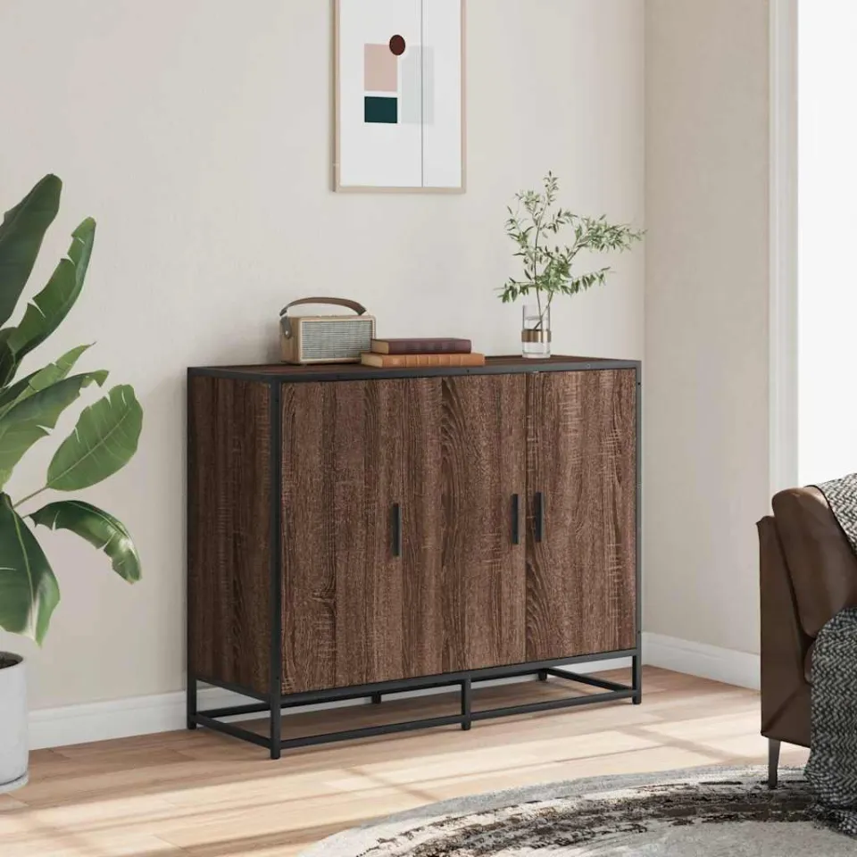 vidaXL Dressoir 94x35x76 cm bewerkt hout bruin eikenkleur, foto 2