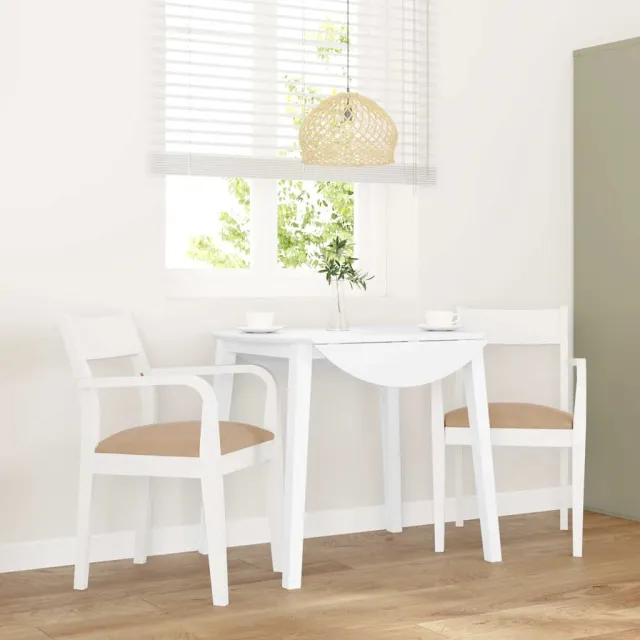 vidaXL Eetkamerstoelen met kussens 2 st massief hout rubber wit