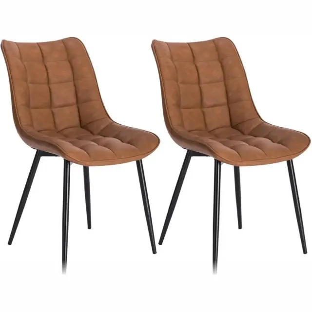 MyGroot Luxe Eetkamerstoelen - Leather bruin - Set van 2 Met armleuning - Fluweel - Velvet stoel - Eetkamerstoel - Kuipstoel - Industriële - Woonkamerstoelen Nieuw Collectie!