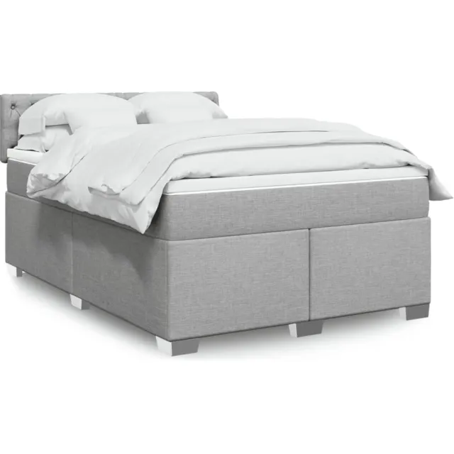 vidaXL Boxspring met matras stof lichtgrijs 140x200 cm grijs