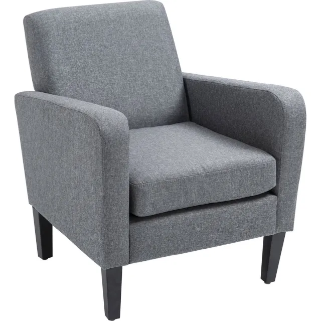 Homcom Relaxfauteuil - Houten Poten - Linnen Stof - Lichtgrijs - 839-001