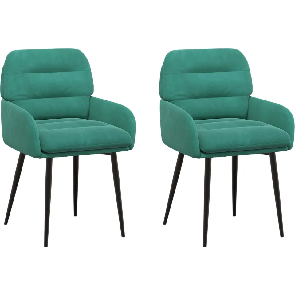 vidaXL Eettafelstoelen 2 st fluweel Turquoise 59 x 59,5 x 90 cm, foto 3