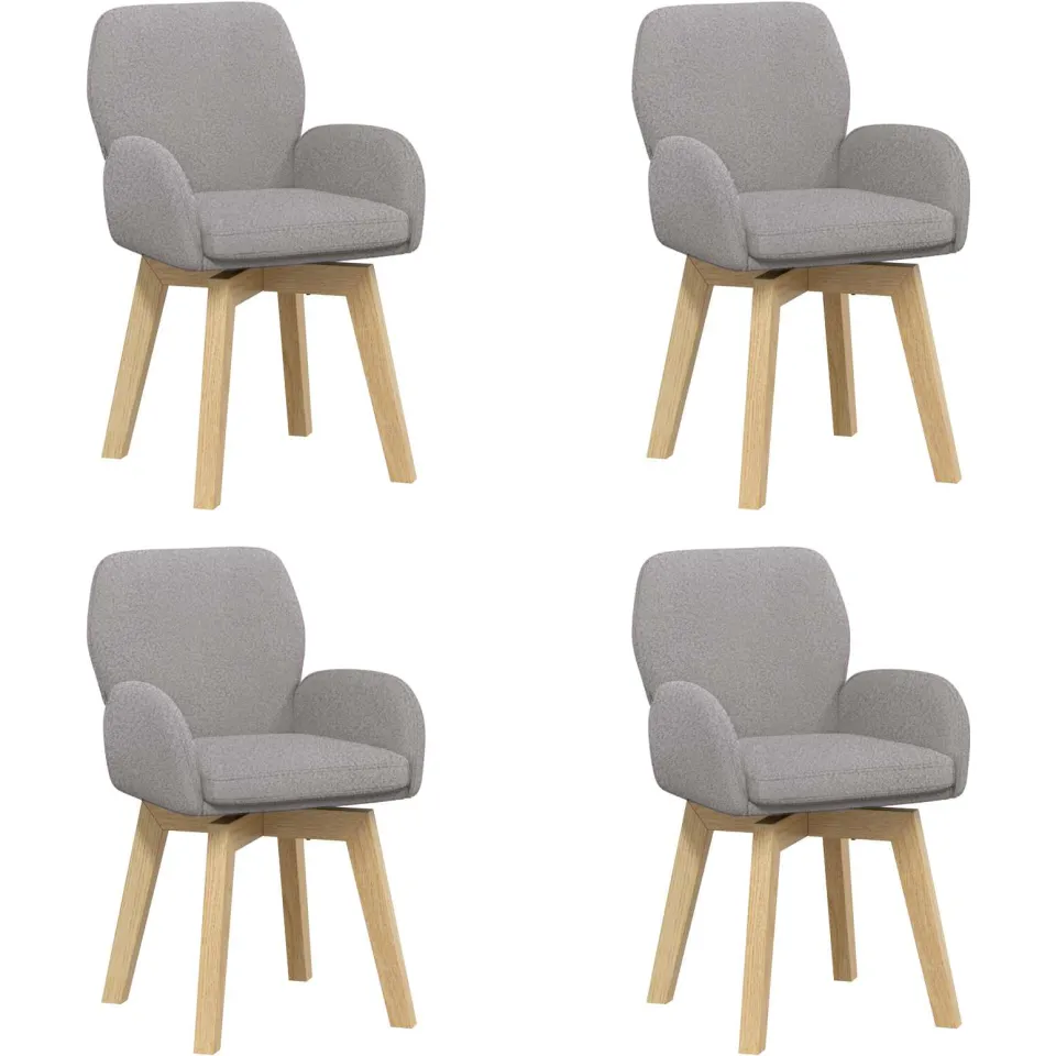 vidaXL Draai Eetstoelen 4 st Bouclé Lichtgrijs 54 x 58 x 87 cm, foto 3