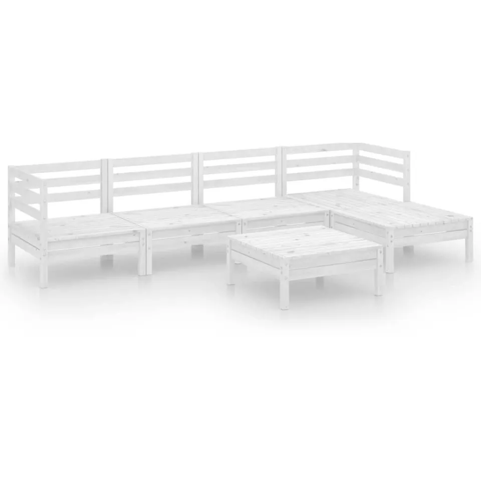 vidaXL 6-delige Loungeset massief grenenhout wit, foto 3