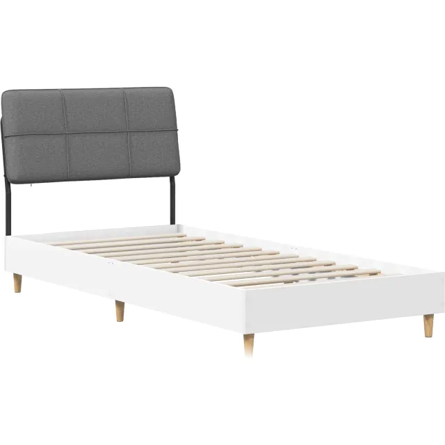 vidaXL Eenpersoonsbed met hoofdbord Wit en Lichtgrijs 90 x 200 cm