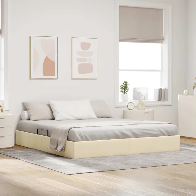 vidaXL Ottoman Bedframe met opslag Crème 180 x 200 cm Stof