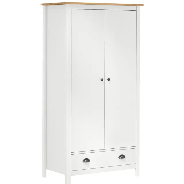 vidaXL Kledingkast Hill 2 deuren 89x50x170 cm massief grenenhout wit