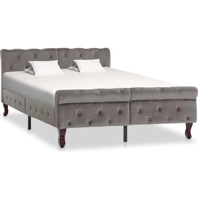 vidaXL Bedframe fluweel grijs 120x200 cm