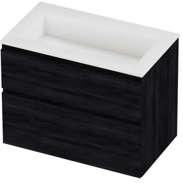 Proline Aristo Badmeubelset Polystone Elegant Zonder Kraangat 80x46x62 cm Mat White Black Oak Eiken