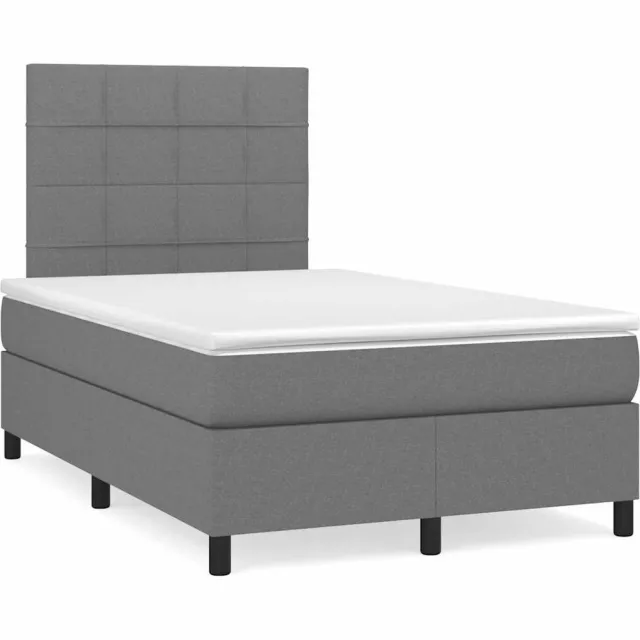 vidaXL Boxspring met matras en LED stof donkergrijs 120x190 cm grijs