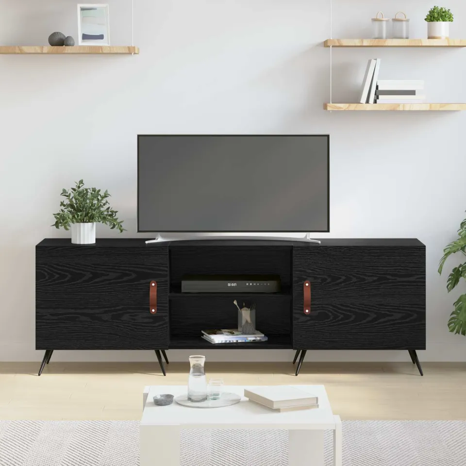 vidaXL TV-kast 150 x 30 x 50 cm Zwart eiken Bewerkt hout, foto 4