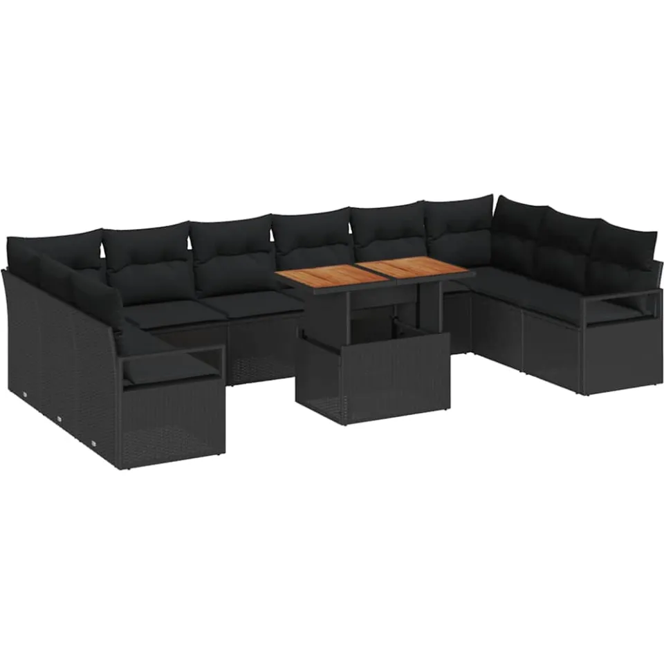 vidaXL Tuin Sofa Set 11 st Zwart Poly riet