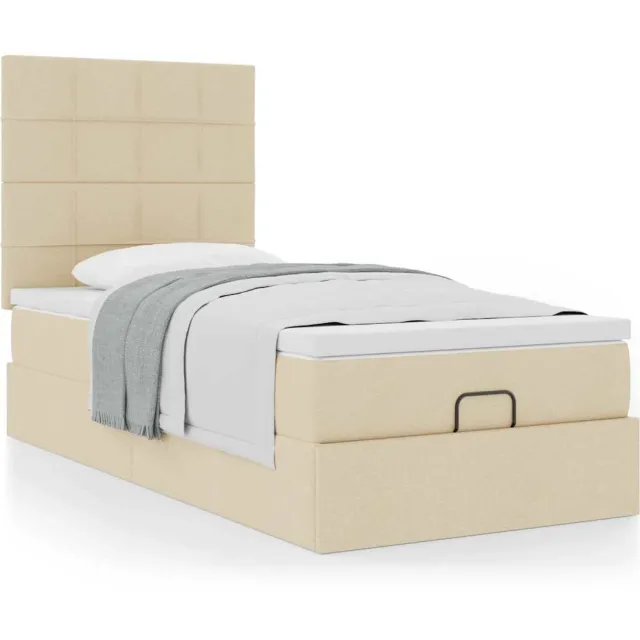 vidaXL Bed met matras 100x200 cm stof crèmekleurig