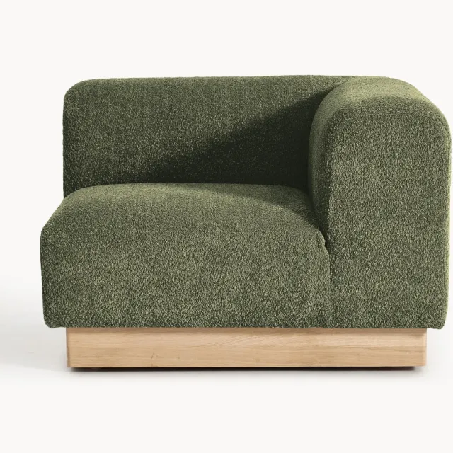 Westwing Collection Hoekmodule Natalie van teddy-bouclé Groen