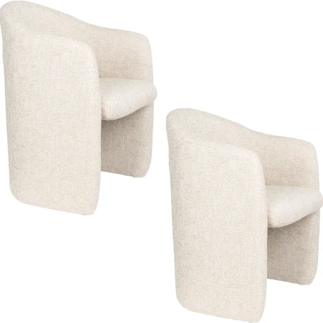 Zuiver Contour Eetkamerstoelen Armleuning Beige - Set van 2