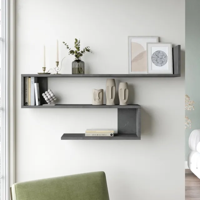 en.casa Wandplank Kitee 120x14,5x71,5cm betonkleurig