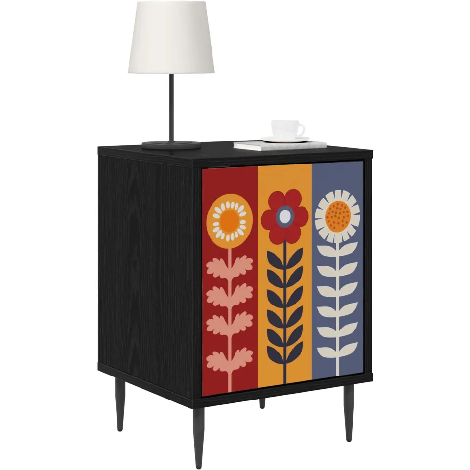 vidaXL Nachtkastje ESSEN Zwart eiken 36 x 33 x 51 cm Bewerkt hout