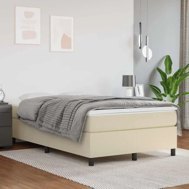 vidaXL Boxspring met matras kunstleer crèmekleurig 120x200 cm