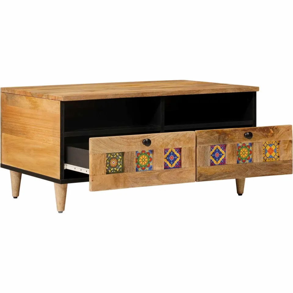 vidaXL Salontafel Naturel 80 x 54 x 40 cm Massief Mango Hout, foto 2