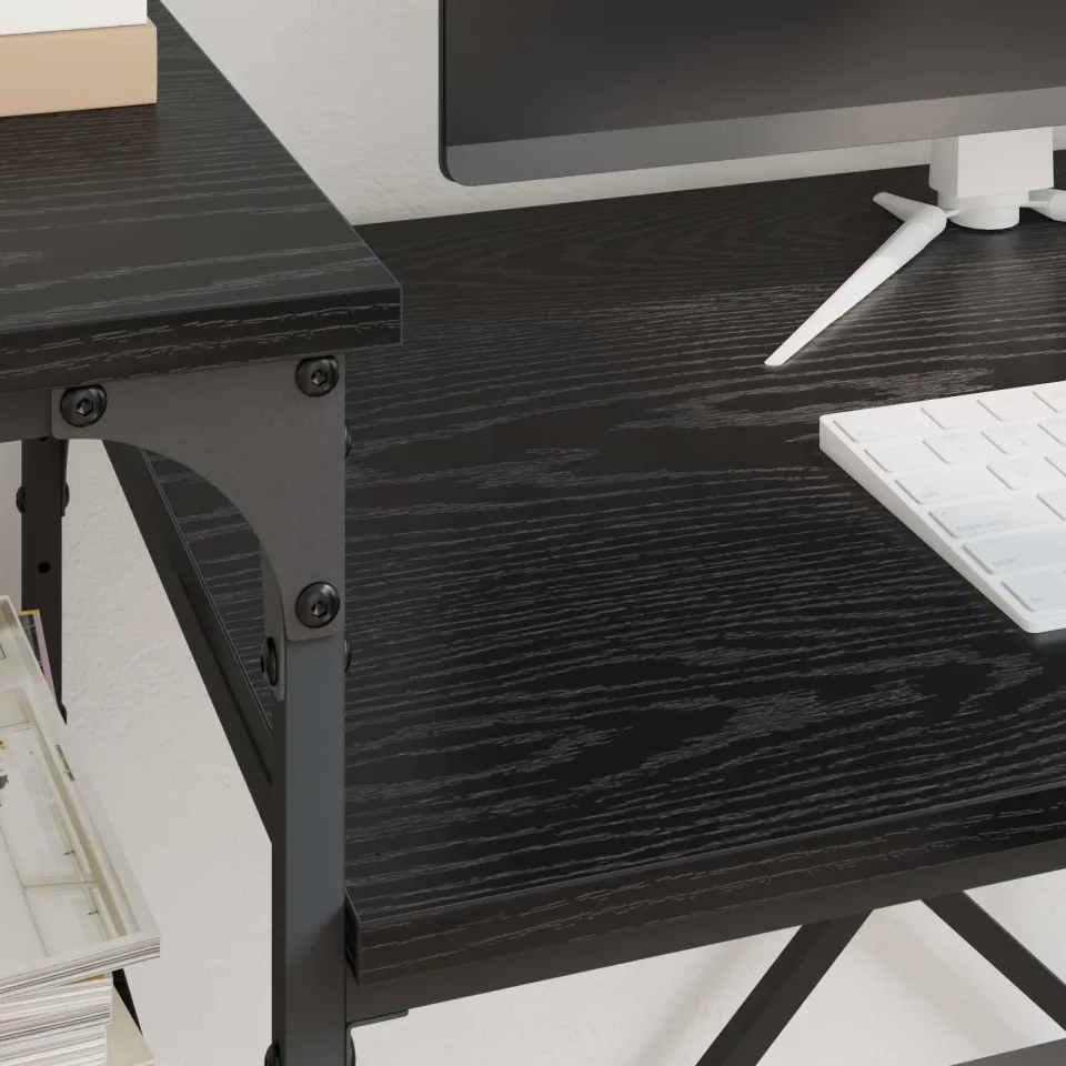 vidaXL Bureau Zwart Eiken Bewerkt hout 105 x 50 x 90 cm, foto 4