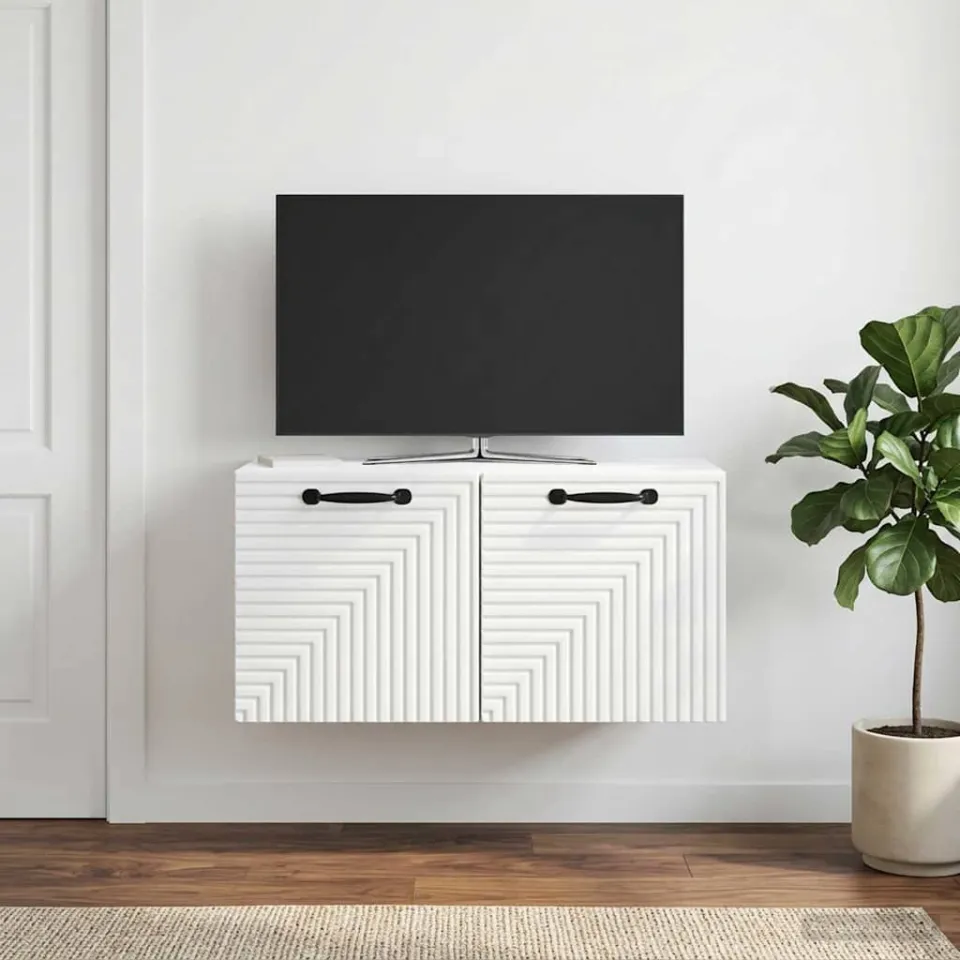 vidaXL Wandbeugel TV-kast Wit 59,5 x 31 x 30 cm Bewerkt hout, foto 4