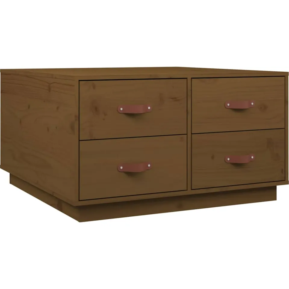 vidaXL Salontafel 80x80x45 cm massief grenenhout honingbruin