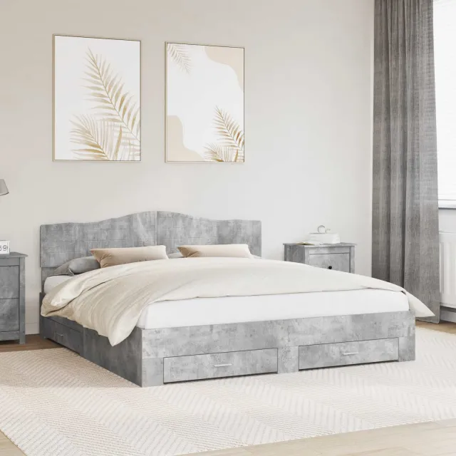 vidaXL Bedframe met lade Beton Grijs 180 x 200 cm Bewerkt hout