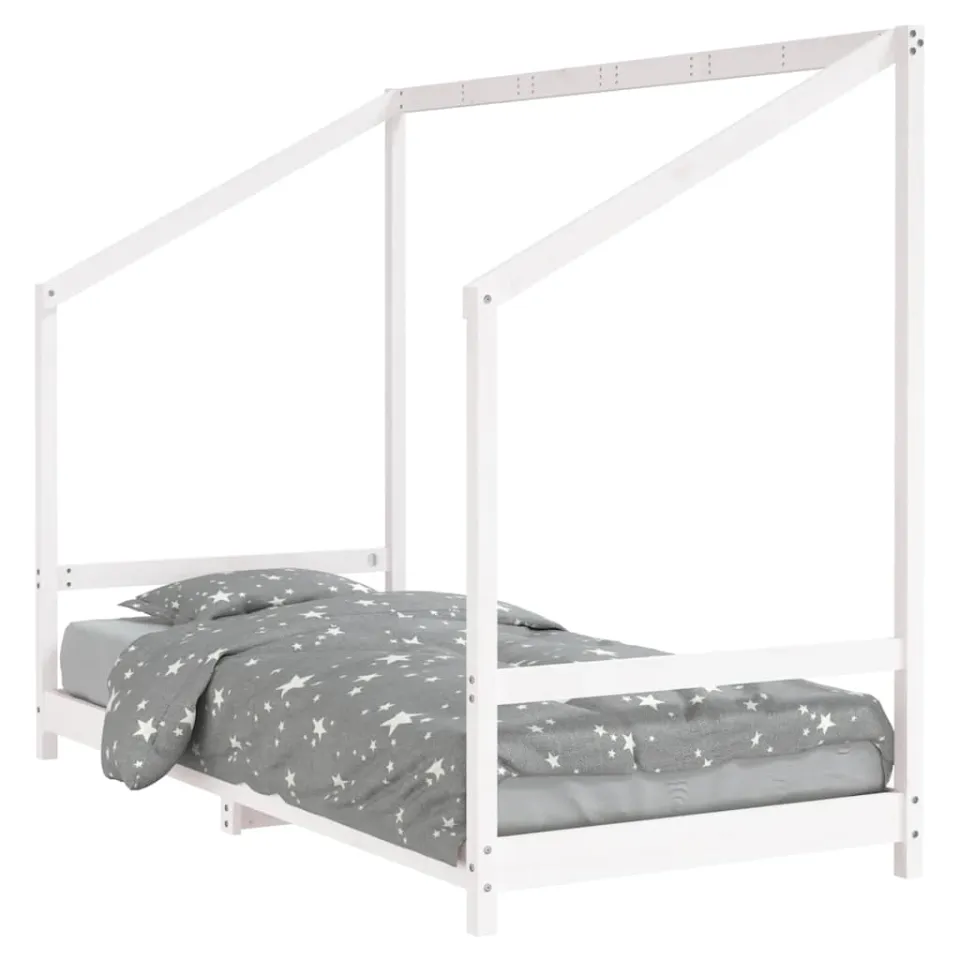 vidaXL Kinderbedframe 90x190 cm massief grenenhout wit, foto 4