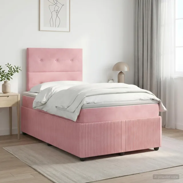 vidaXL Boxspringbed met matras Roze 120 x 190 cm Fluweel