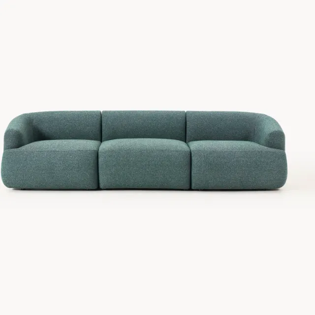 Westwing Collection Modulaire bouclé bank Sofia (3-zits) Turquoise