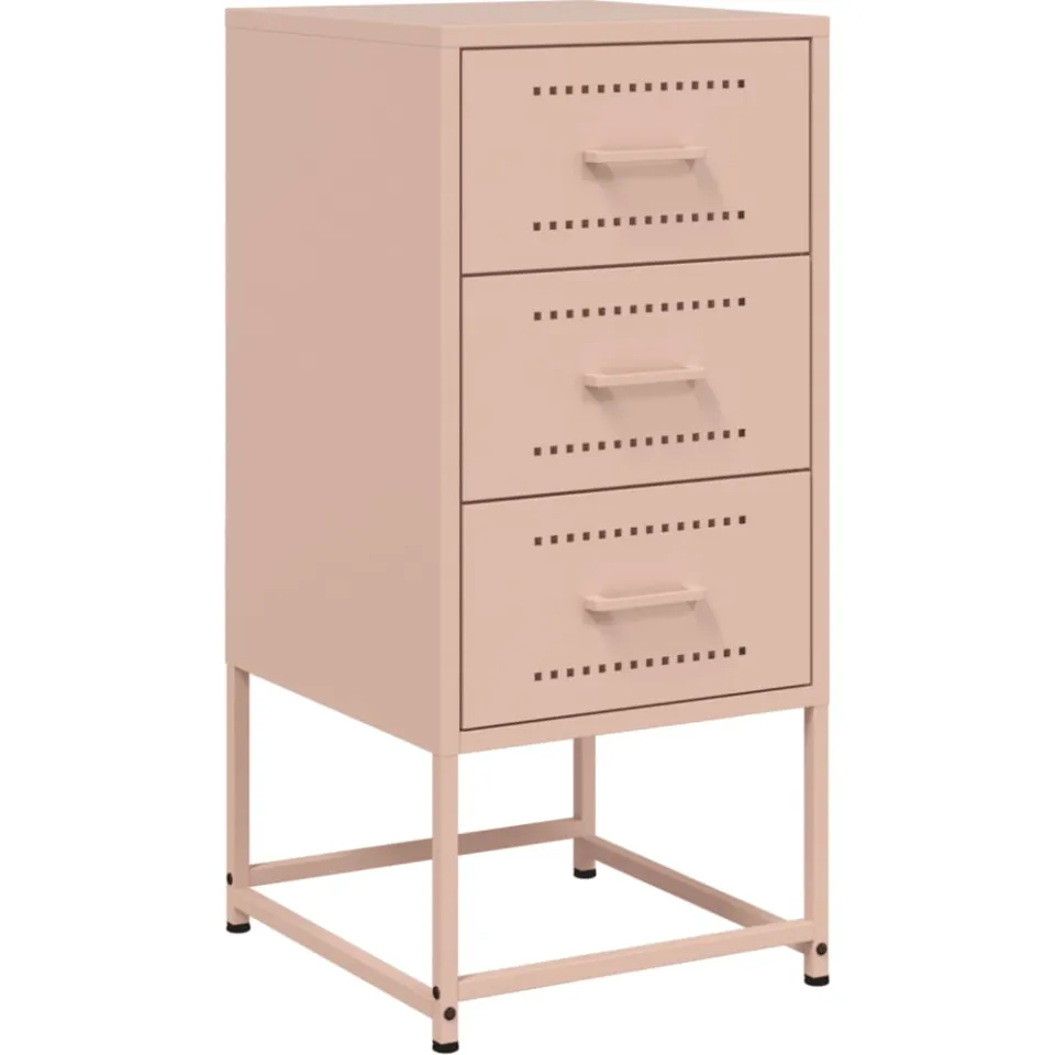 vidaXL Nachtkastje 36x39x78 cm staal roze
