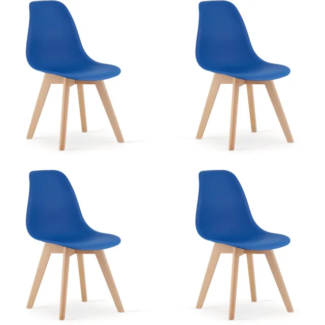 LEOBERT KITO Eetkamerstoelen – Set van 4 – Groen Kunststof – Naturelkleurige Kunststof Poten – Moderne Kuipstoel – Modern Design – Voor Eettafel, Keuken en Eetkamer