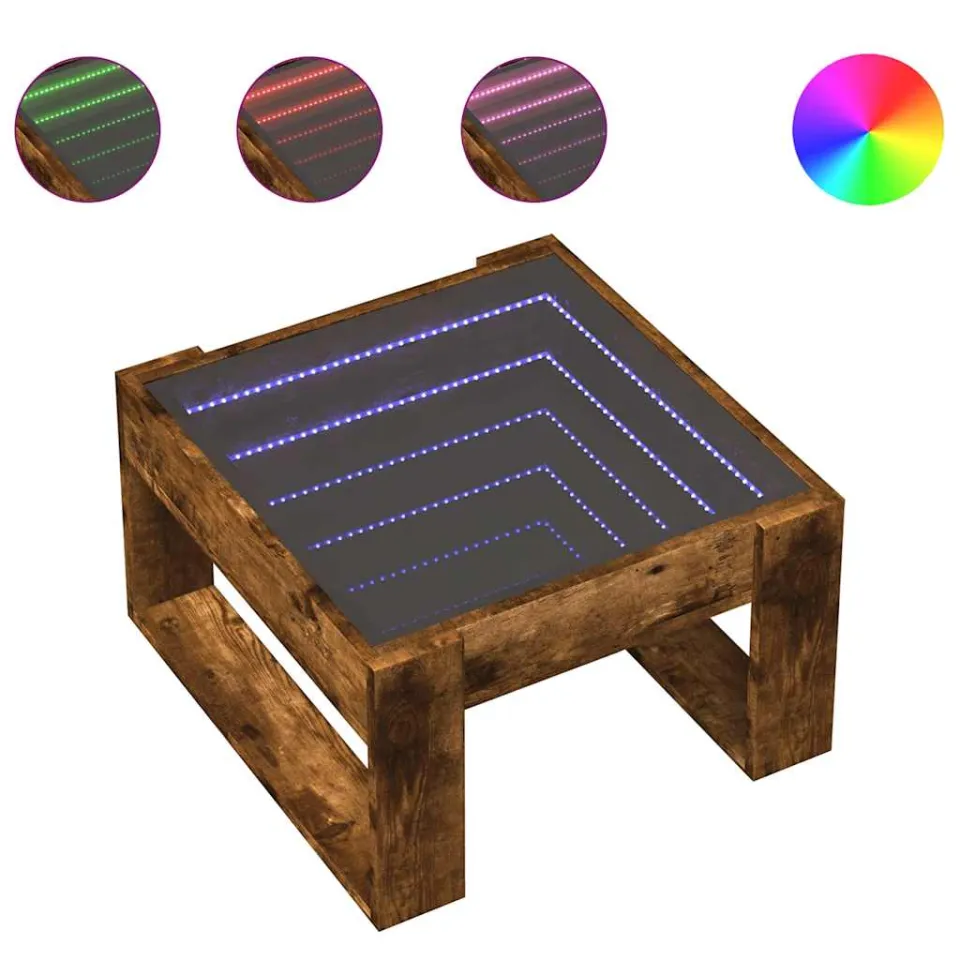 vidaXL Salontafel met Infinity LED 50x53x30 cm gerookt eikenkleurig, foto 4