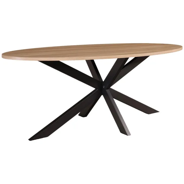 Lizzely Garden & Living Eettafel ovaal 200cm Rato lichtbruin ovale tafel MDF eetkamertafel