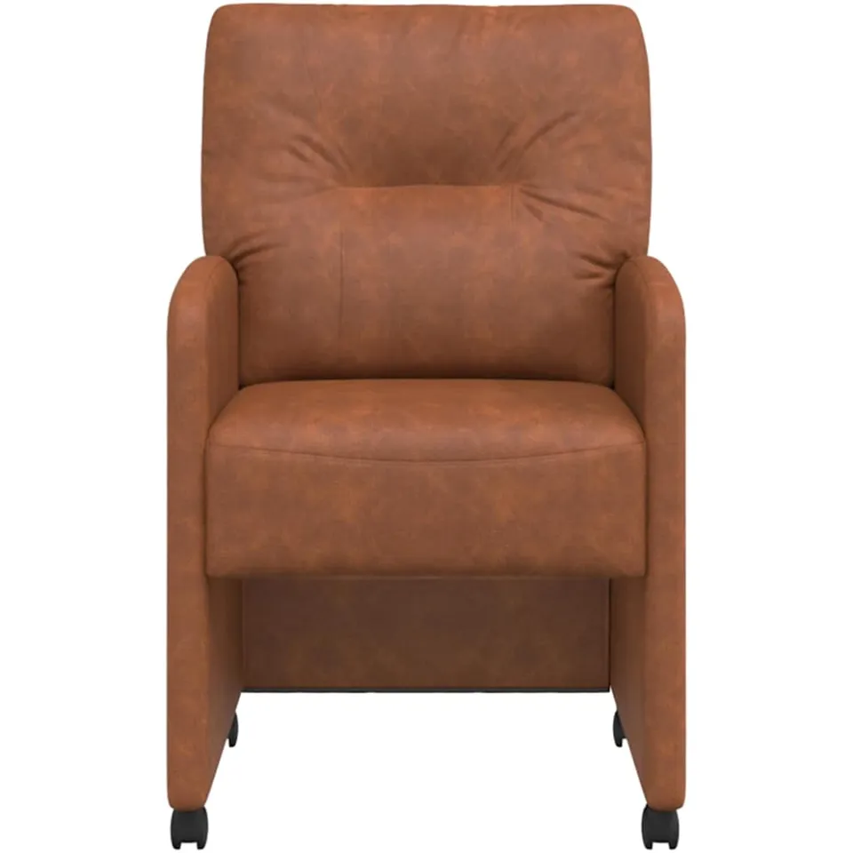 vidaXL Eetkamerstoelen met Wieltjes 2 st Kunstleer Bruin, foto 4