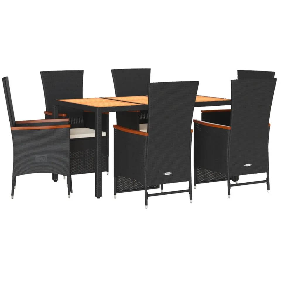 vidaXL 7-delige Tuinset met kussens poly rattan zwart, foto 3