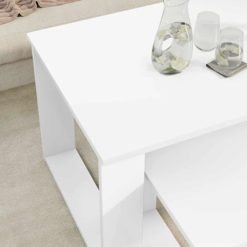 vidaXL Koffietafel Set 2 st Wit 100 x 50 x 42 cm Bewerkt hout, foto 4