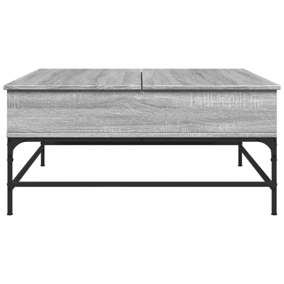 vidaXL Salontafel 95x95x45 cm bewerkt hout en metaal grijs sonoma, foto 4
