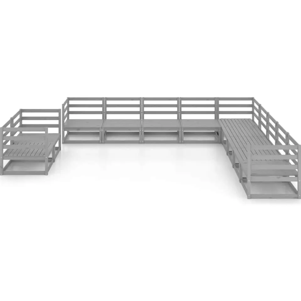 vidaXL 11-delige Loungeset massief grenenhout grijs