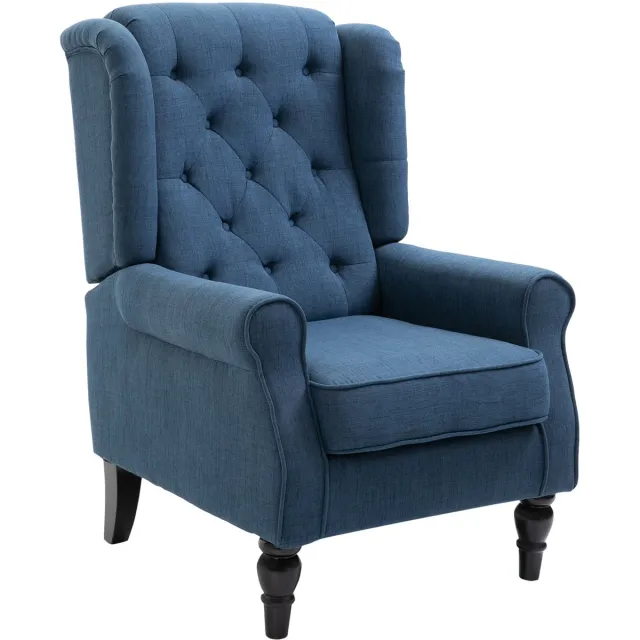 Homona Oorfauteuil - Met knoopdetails en afneembare hoes - 74 x 86 x 102 cm - Blauw
