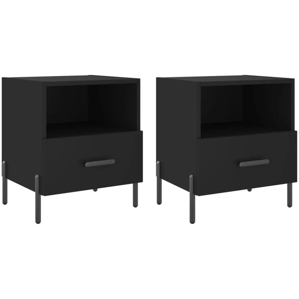 vidaXL Nachtkastjes 2 st 40x35x47,5 cm bewerkt hout zwart, foto 3
