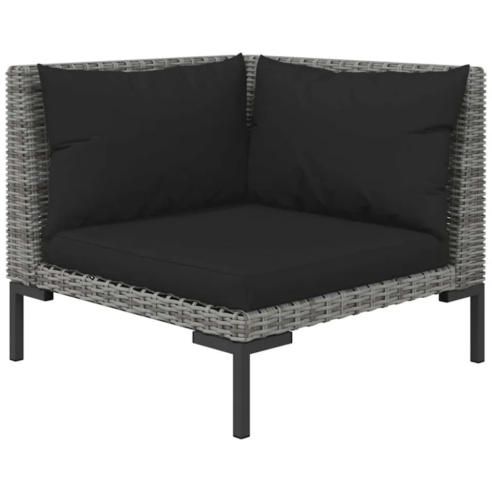 vidaXL 9-delige Loungeset met kussens poly rattan donkergrijs
