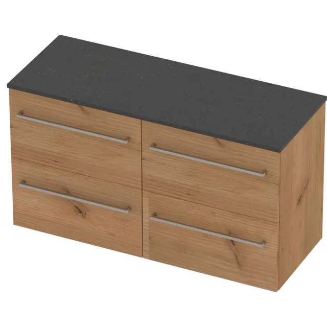 Basic-Line Deck 46 Badmeubelset Voor Grepen 120x46x66 cm D46bsdwo2x60 Whisky Oak Blue Stone Grijs