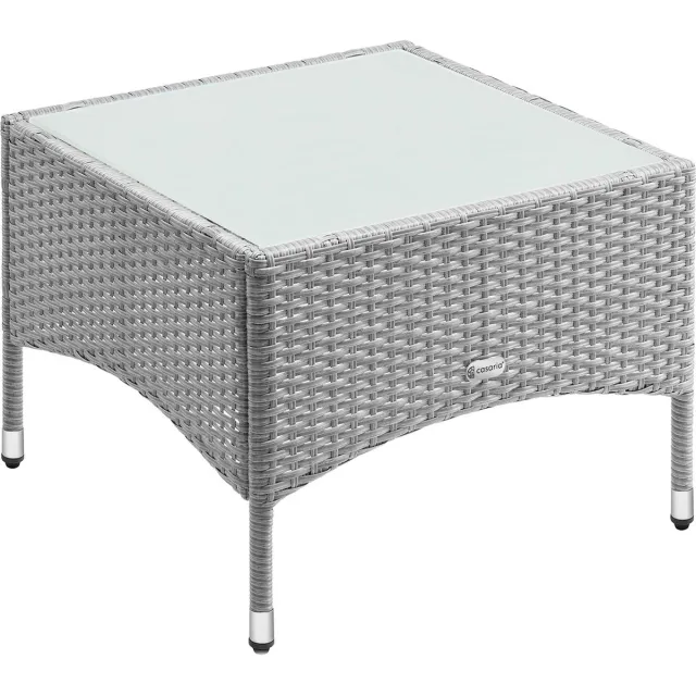 Casaria Bijzettafel - Polyrattan Buiten Koffietafel 58x58x42cm - Grijs