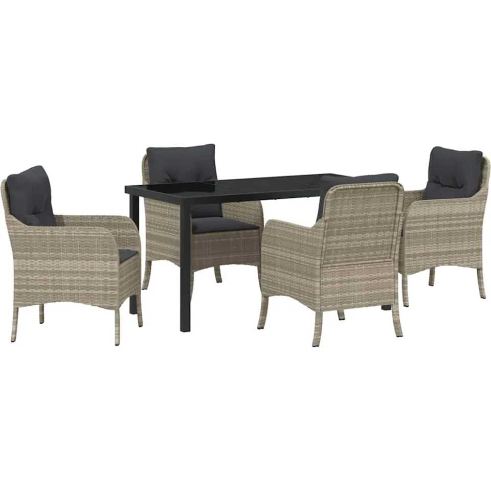vidaXL Tuin eettafelset 5 st Lichtgrijs poly rattan